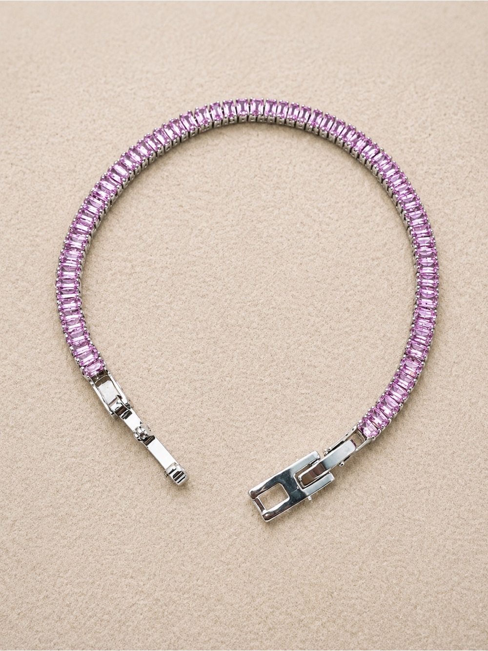 Pink Crystal Bracelet Set - Clover Gem and Flowers Vine & Tennis Bracelets - Picture 3 of 5